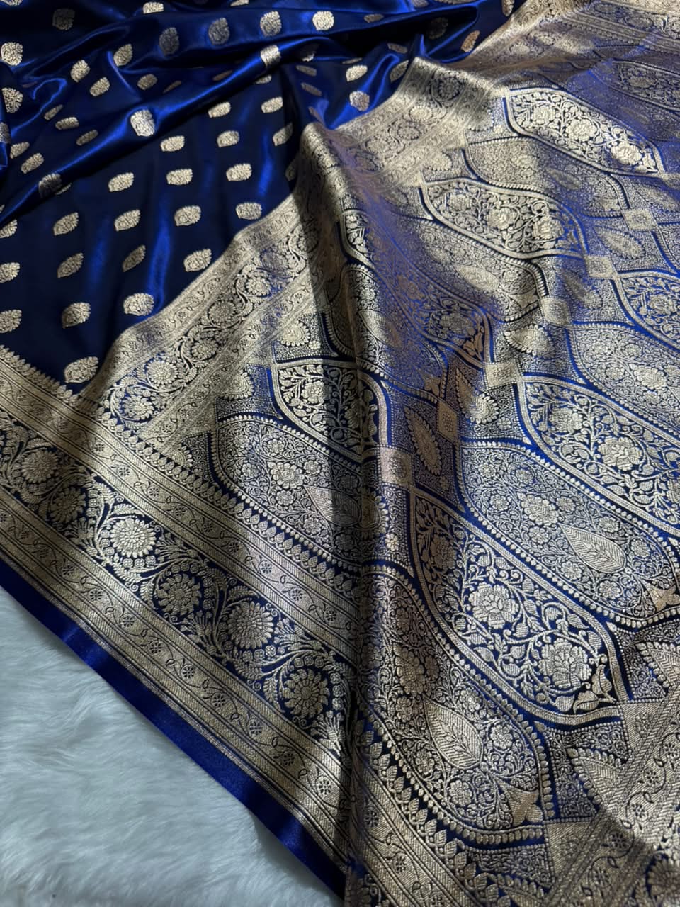Banarasi Satin Silk Boota in Royal Blue  Shades SS03