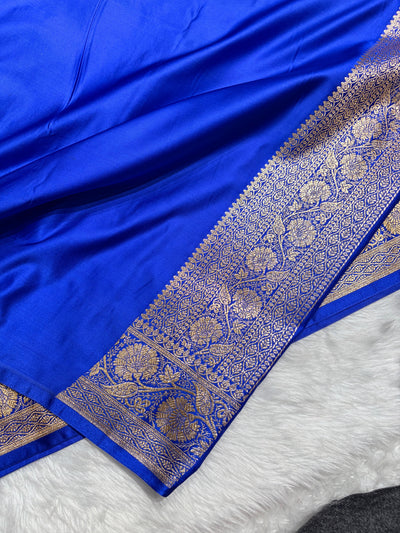 Royal Blue  Boota Pattern Satin Katan Silk Saree SK68