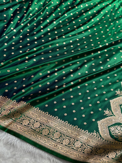 Banarasi Bottle Green Booti Katan Silk Saree SK01