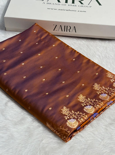 Banarasi Rust Satin Katan with Tanchoi Pattern SK163