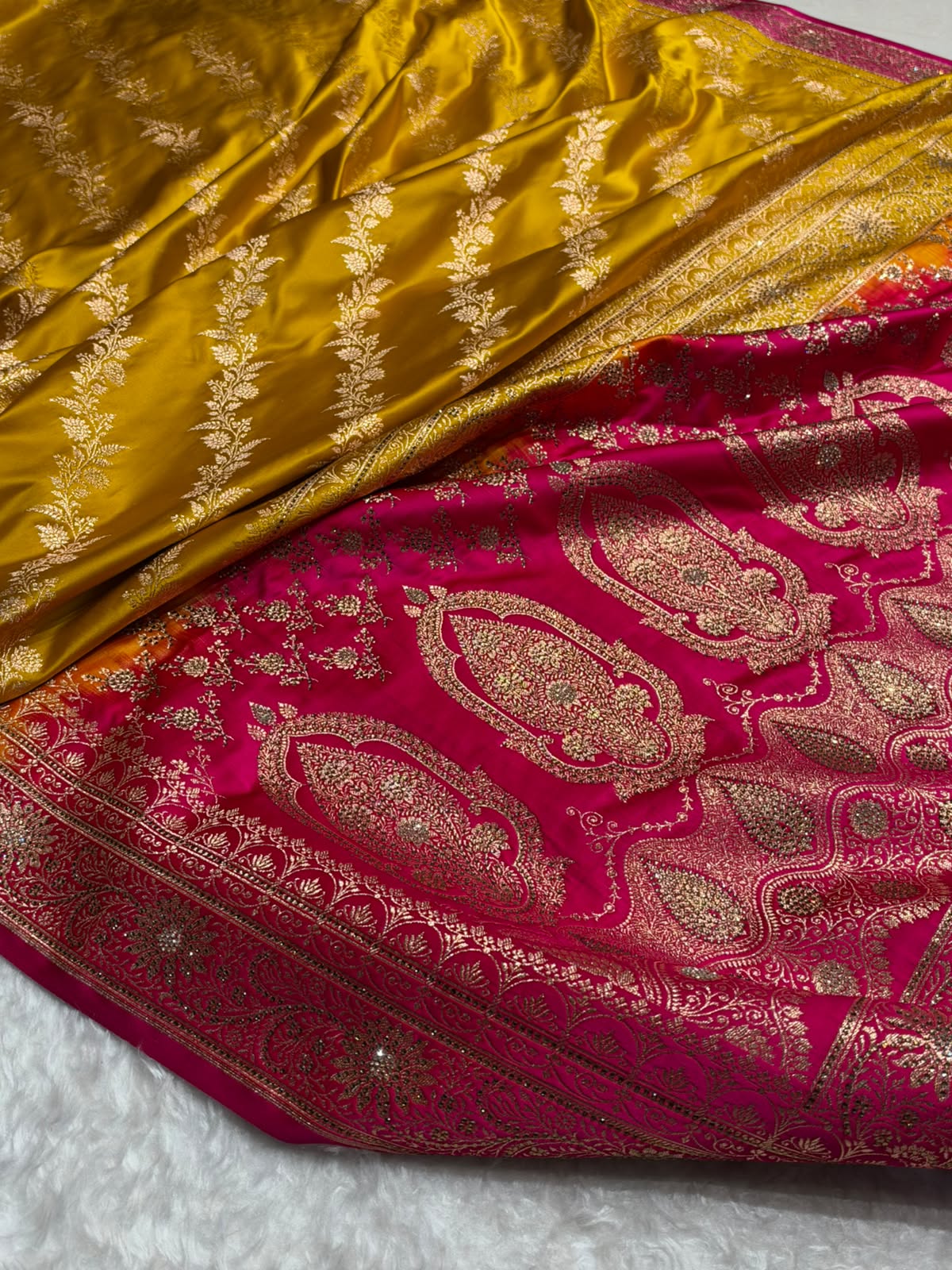 Bridal Mustard Yellow / Rani Pink Cross with Swarovski Stone Work Bsk155