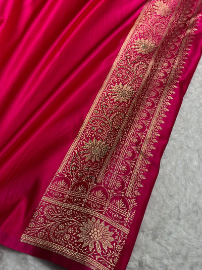 Bridal Mustard Yellow / Rani Pink Cross with Swarovski Stone Work Bsk155