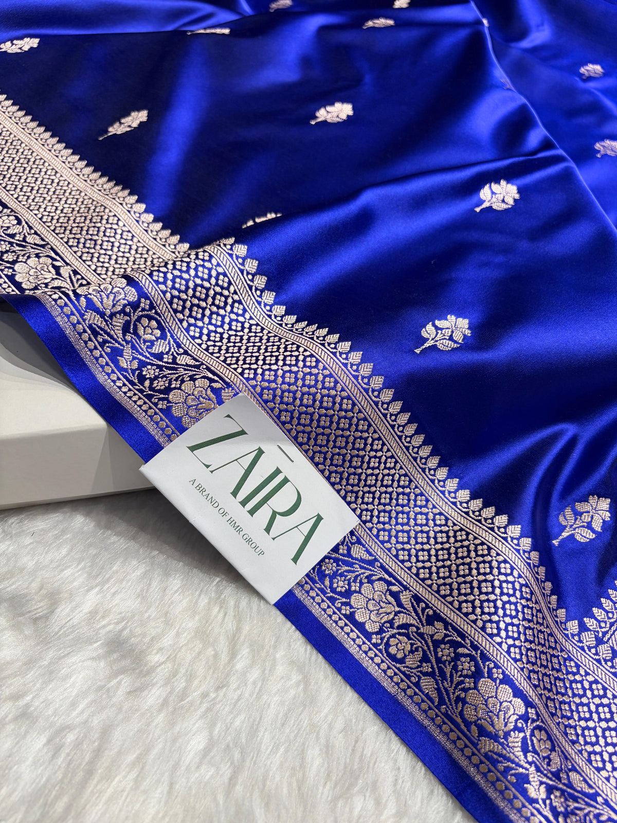 Royal Blue Shades Banarasi Boota Pattern Floral Mashru Silk Saree MSM-148