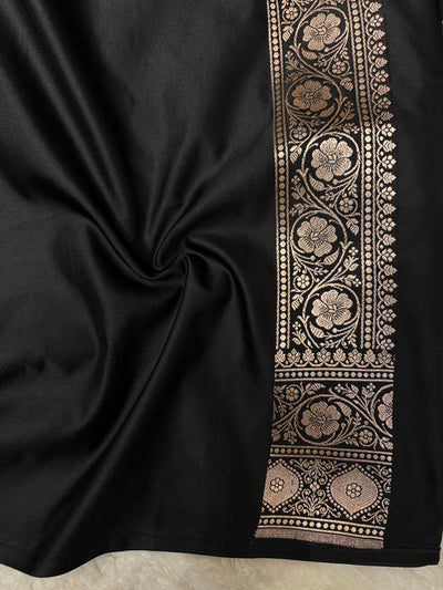Black Shades Banarasi Boota Pattern Floral Mashru Silk Saree MSM-147