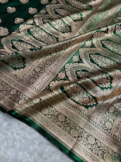 Banarasi Light Weight Satin Silk Bottle Green SS71
