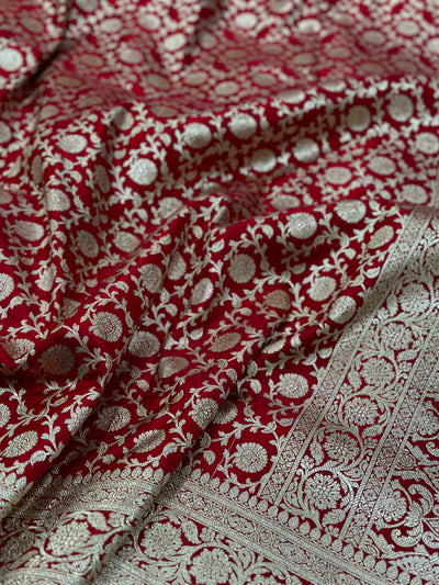 Satin Silk Jaal in Red Shades SS21