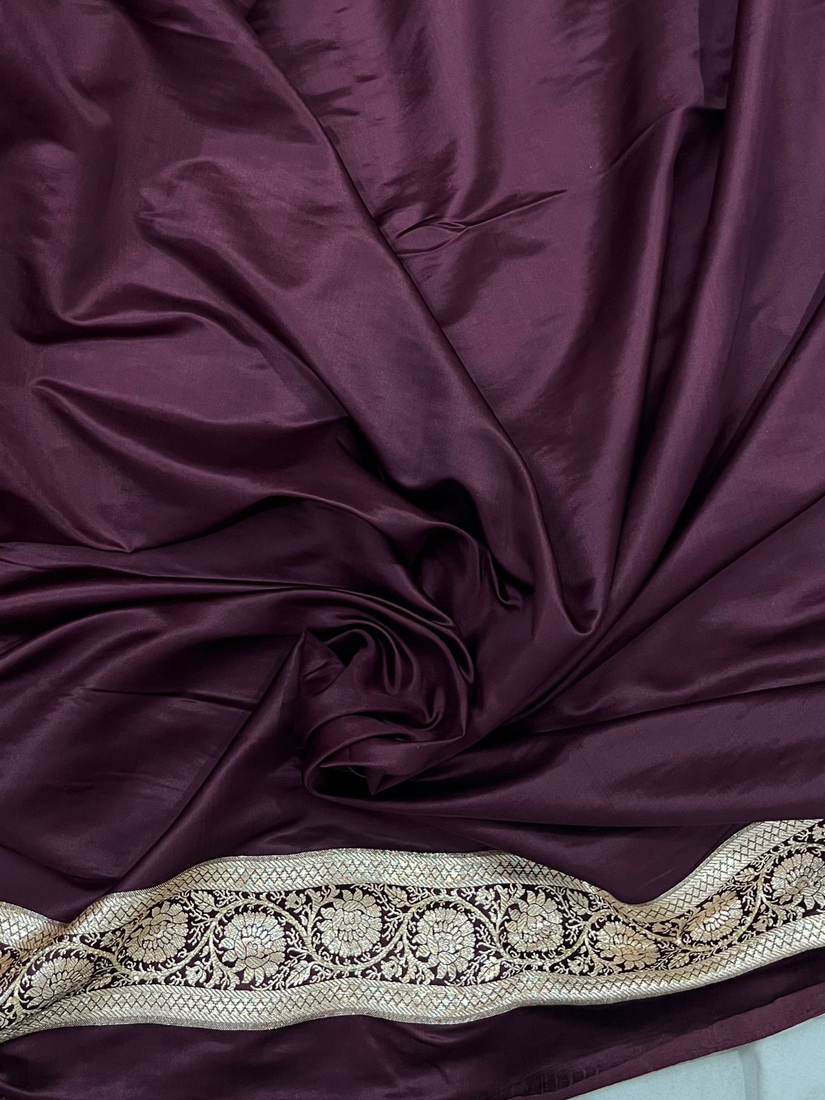 Chocolate Katan Silk Saree with Ari and Stone Work