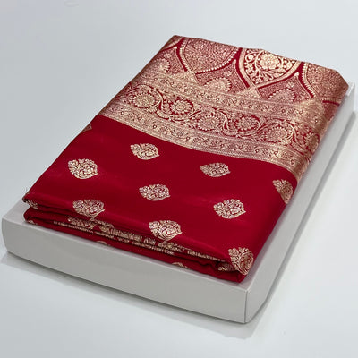 Ultra Light Weight Satin Silk Boota in Red Shades SS03