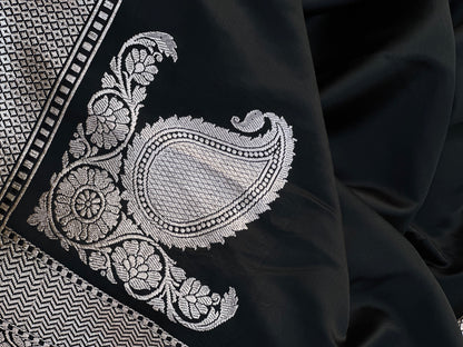 Mashru Plain Silk In Black Shades.