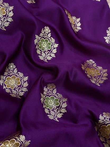 Mashru Katan Meena Silk Saree in Purple Shades.