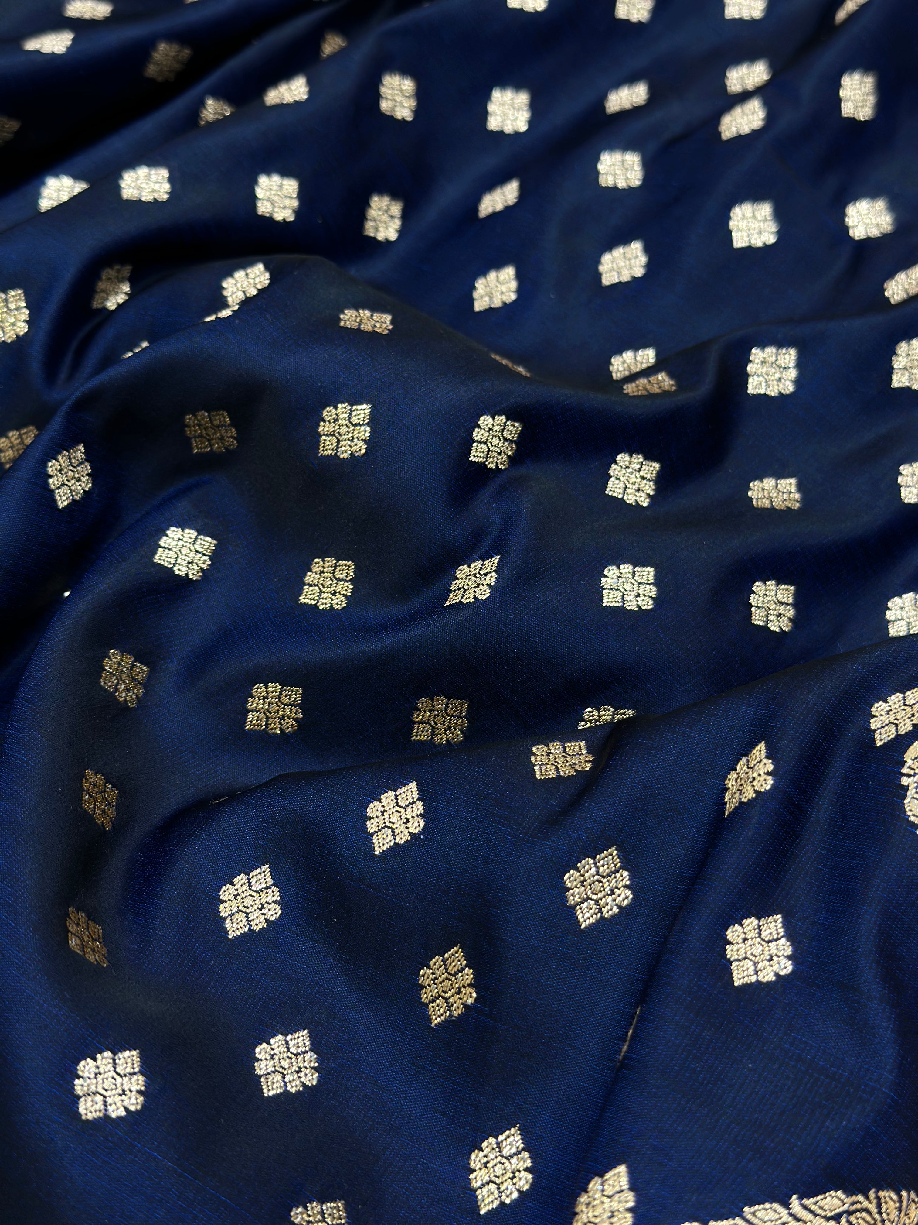 Blended Katan Silk Saree In Dark Navy Shades