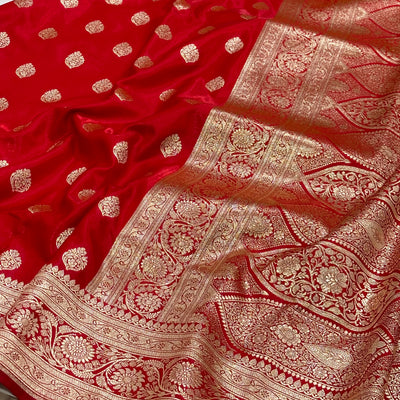 Ultra Light Weight Satin Silk Boota in Red Shades SS03