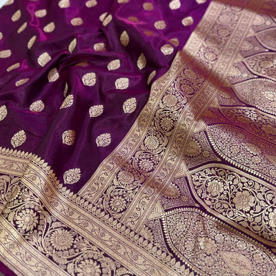 Ultra Light Weight Satin Silk Boota in Wine Shades SS03