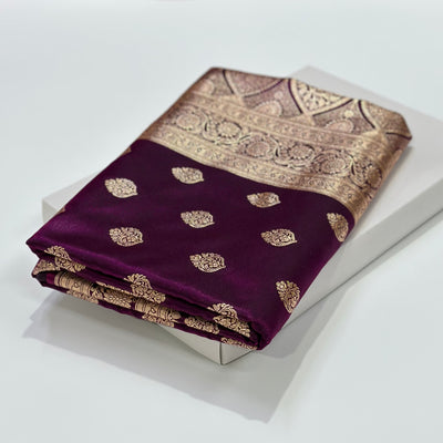 Ultra Light Weight Satin Silk Boota in Wine Shades SS03
