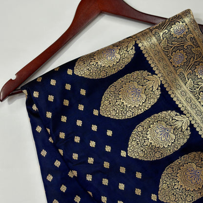 Blended Katan Silk Saree In Dark Navy Shades