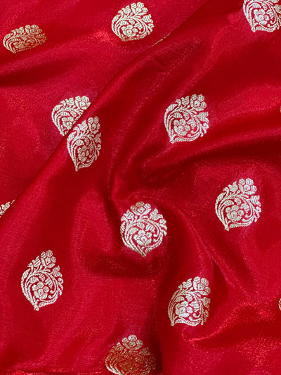 Ultra Light Weight Satin Silk Boota in Red Shades SS03