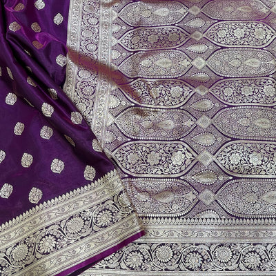 Ultra Light Weight Satin Silk Boota in Wine Shades SS03