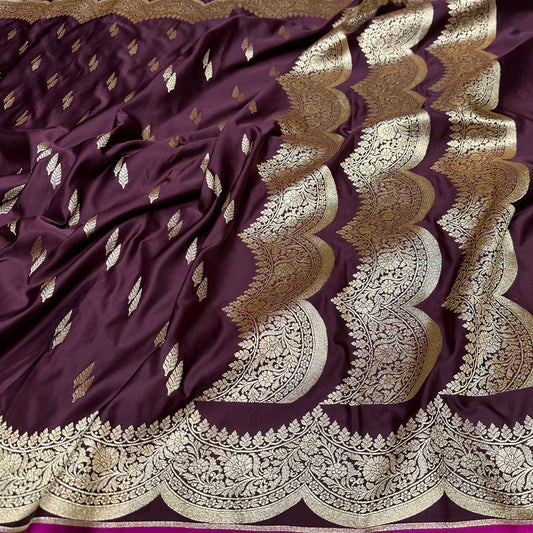 Mashru Katan Silk Saree in Chocolate Shades.