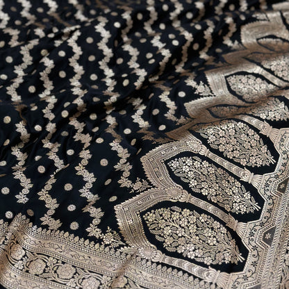 Blended Katan Silk Saree In Black Shades