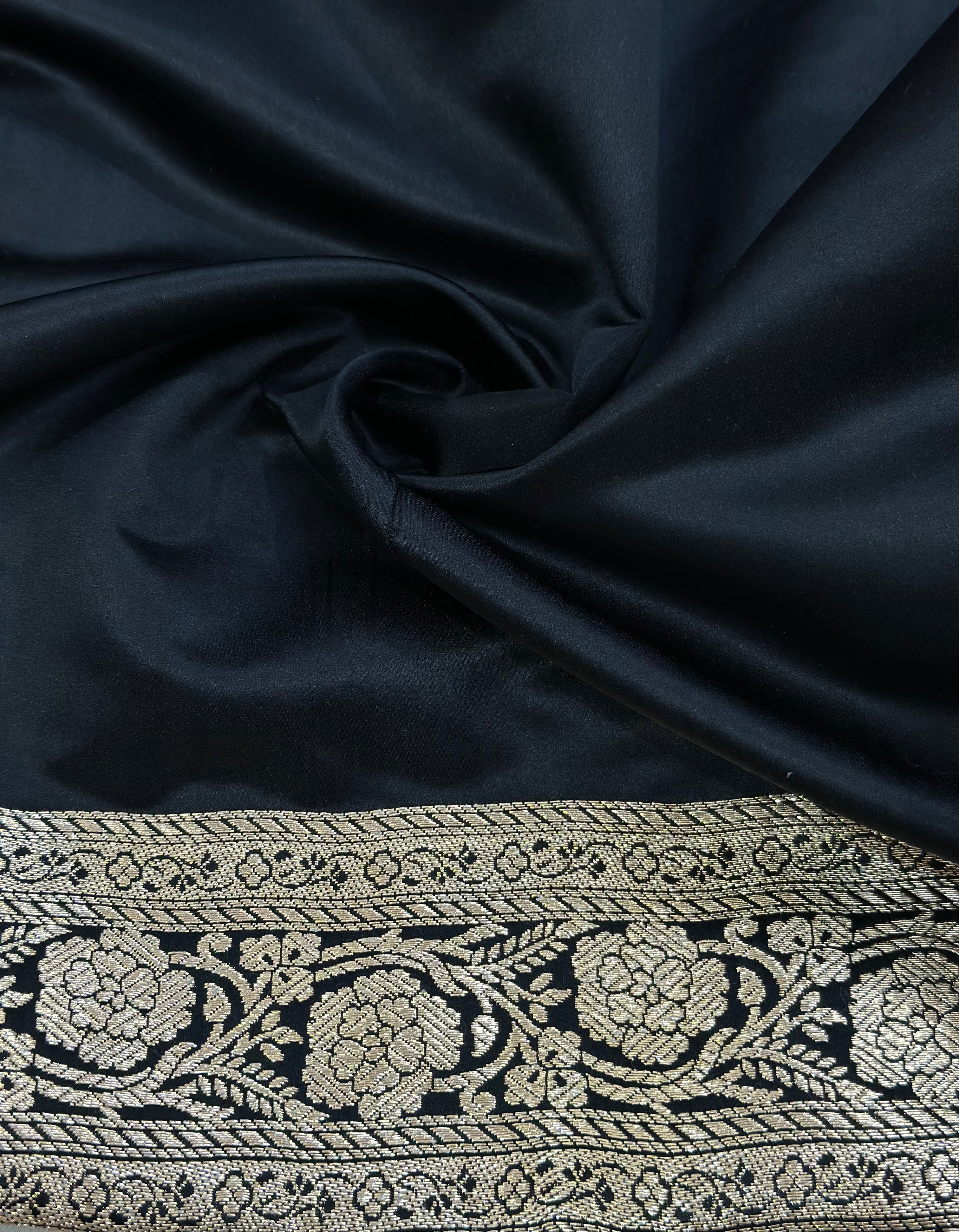 Blended Katan Silk Saree In Black Shades