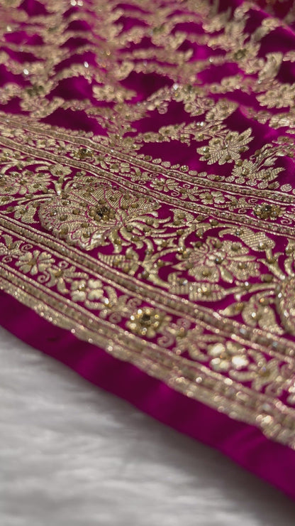 Pink Pure Katan Silk Banarasi Saree with Ari and Stone work