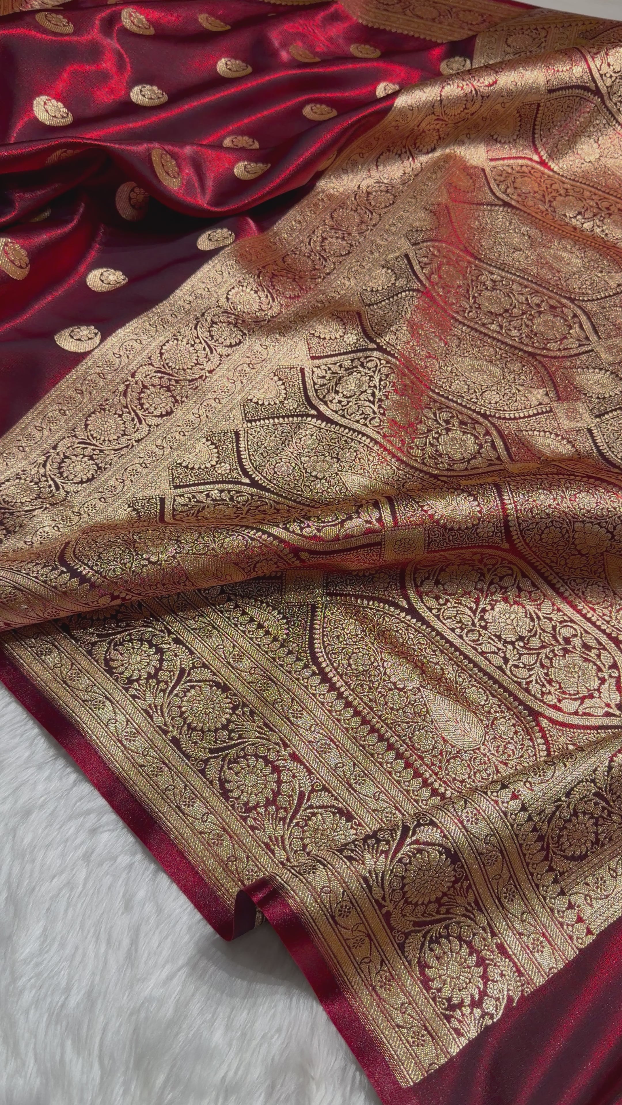 Maroon Chand Tara Satin Silk Saree SS04