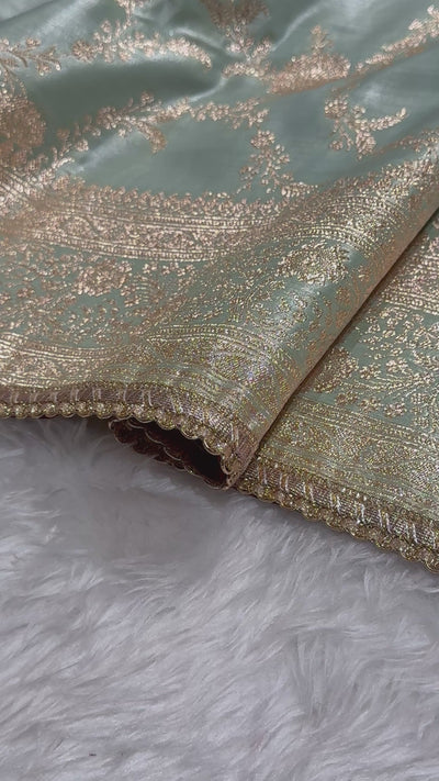 Mint Green Satin Silk Saree with gotta patti SSGP14