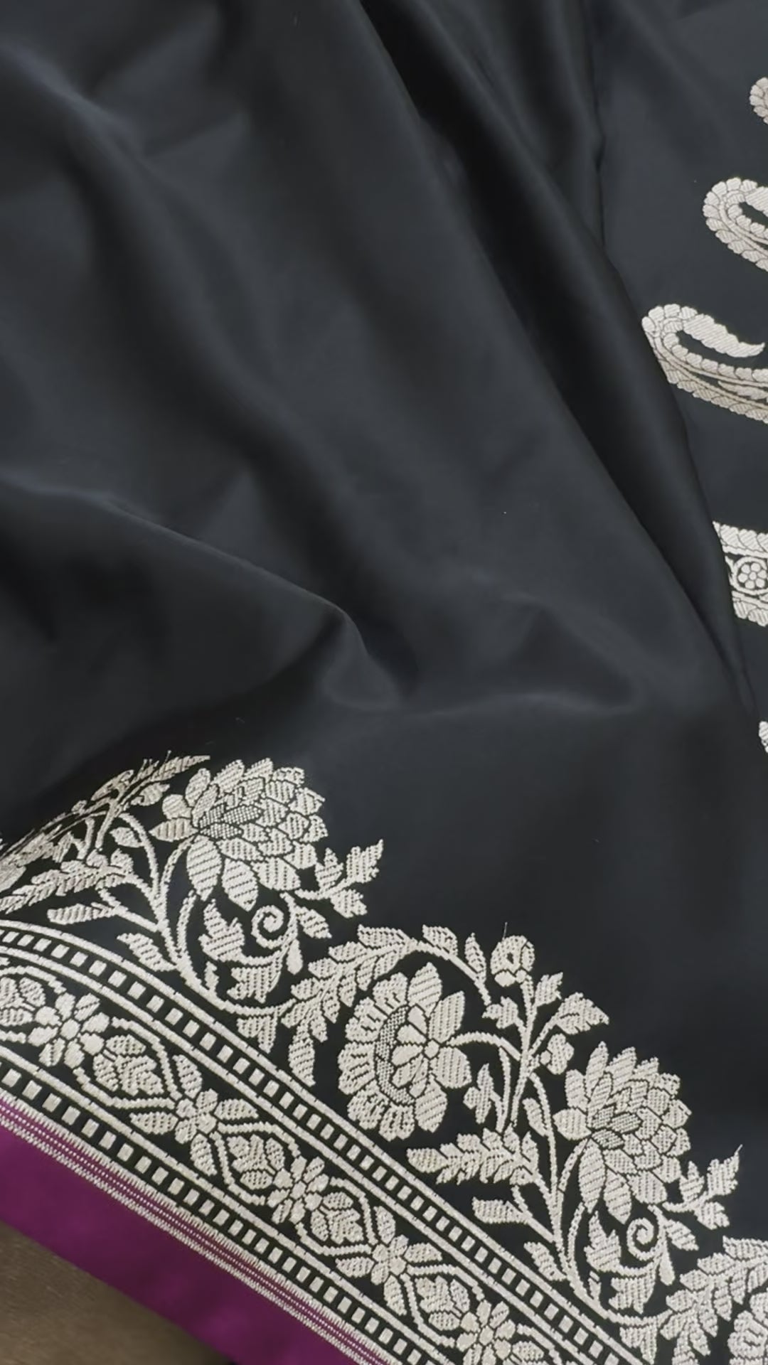 Plain Mashru Silk Saree In Black Shades