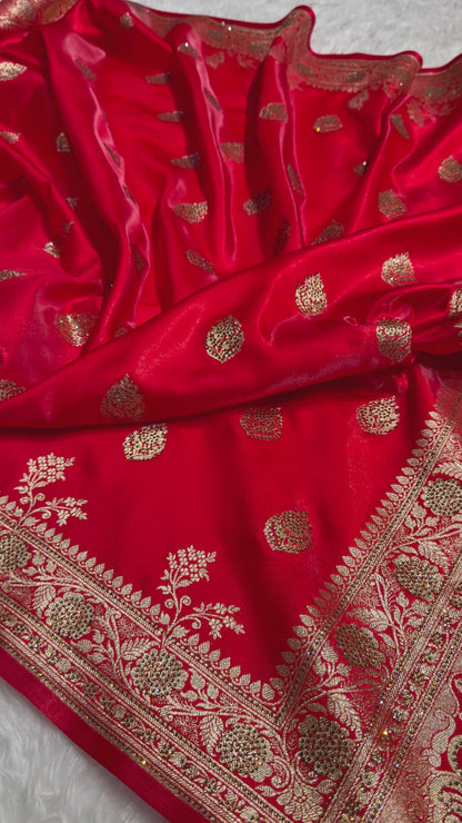 Bridal Red Booti with stone work