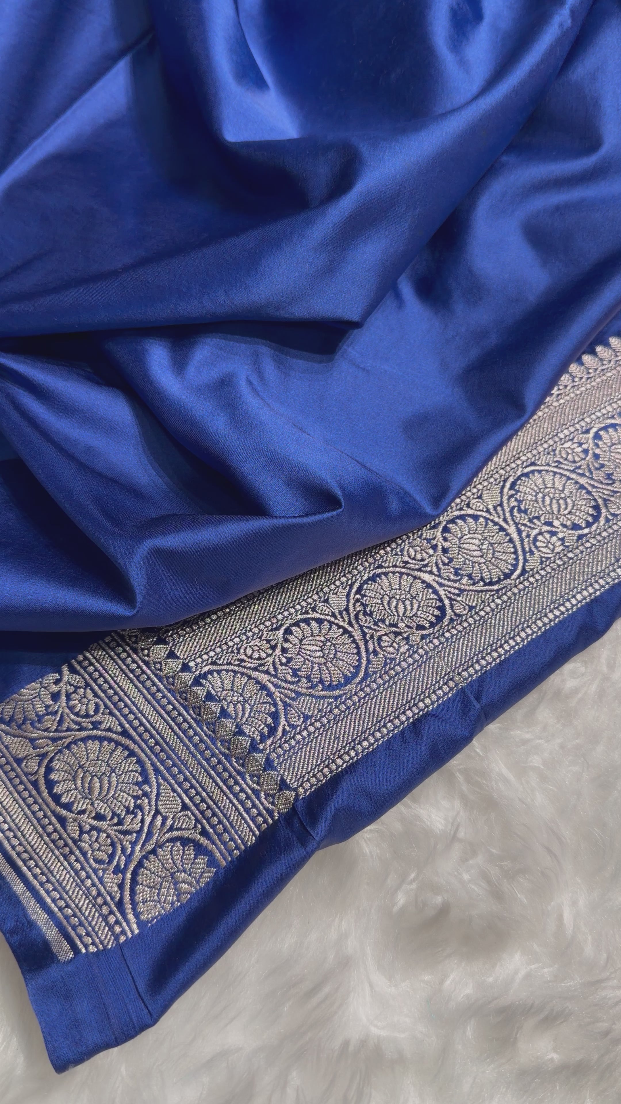 Banarasi Royal Blue Shades Jaal With Minakari Mashru Silk Saree