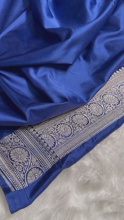 Banarasi Royal Blue Shades Jaal With Minakari Mashru Silk Saree MCS63