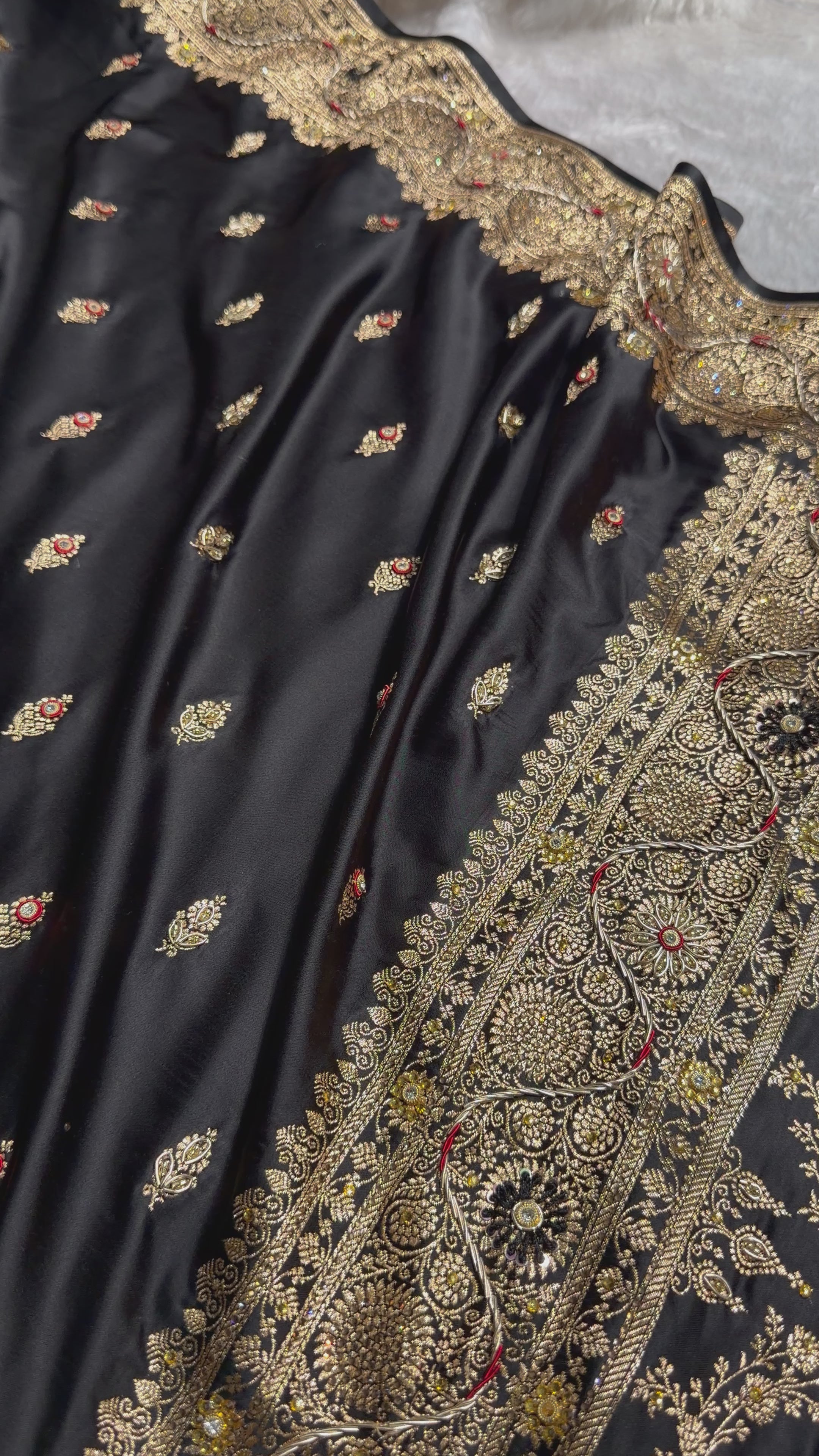 Banarasi Black Satin Katan Silk Saree with Zardozy work  BSK82