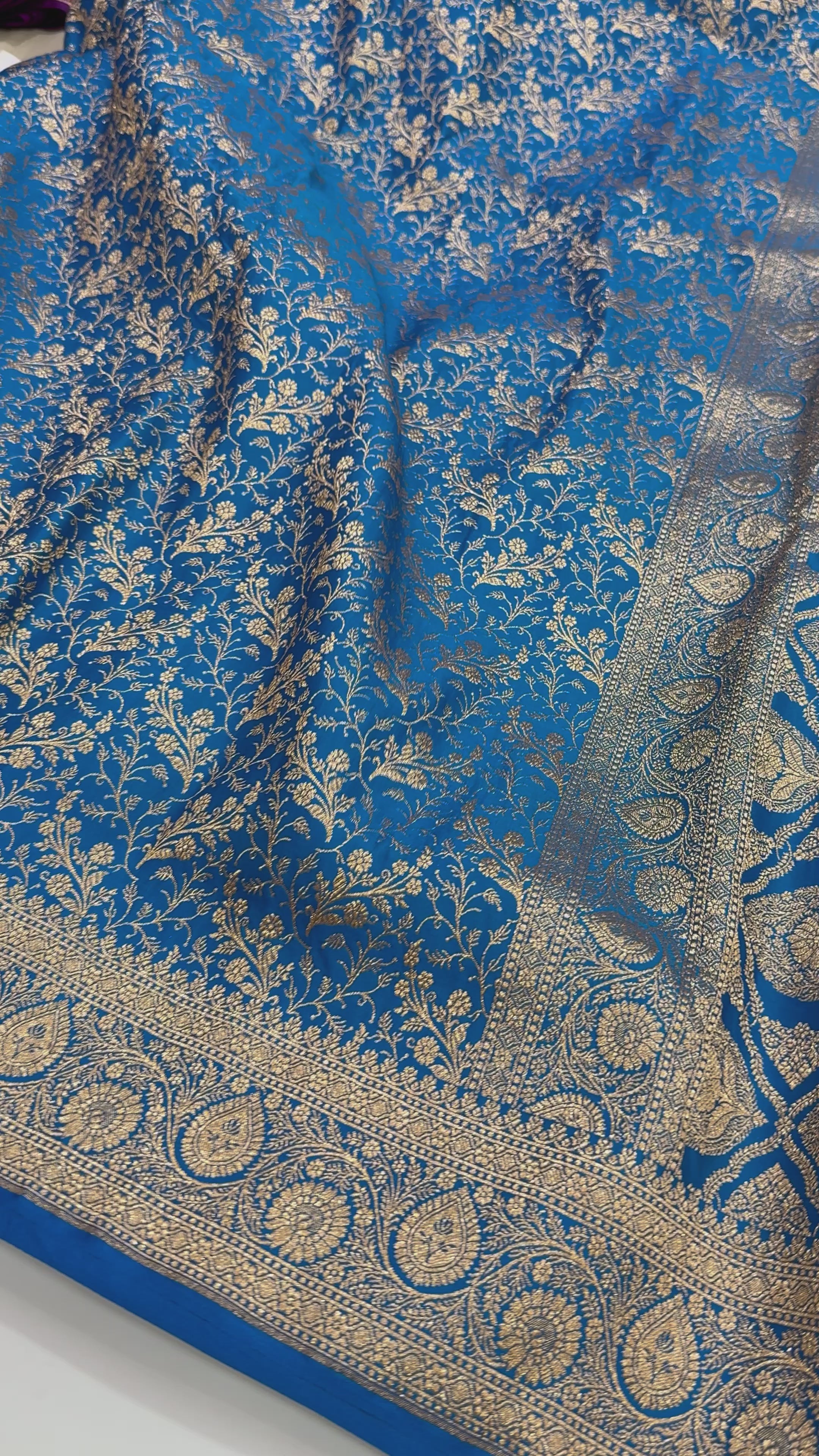 Banarasi Blue Brocade Soft Katan Silk Saree