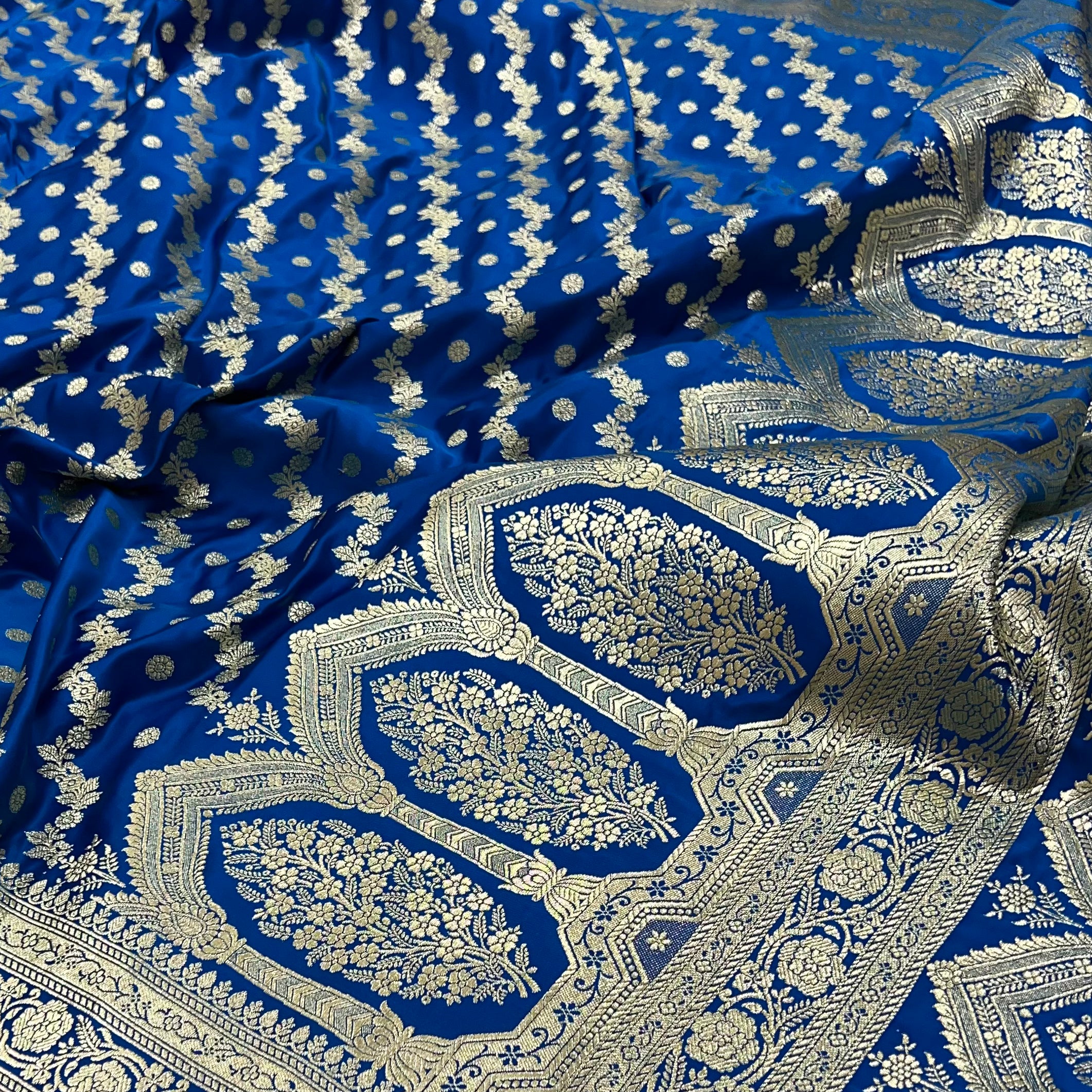 Blended Katan Silk Saree In Firozy Shades