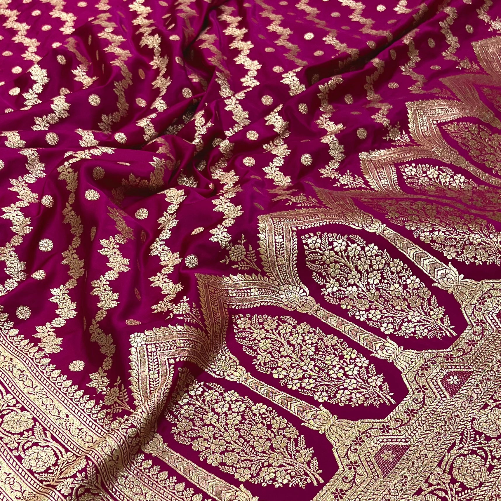 Blended Katan Silk Saree In Rani Shades