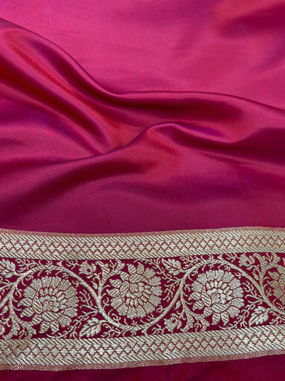 Katan Silk Saree In Red- Magenta Shades