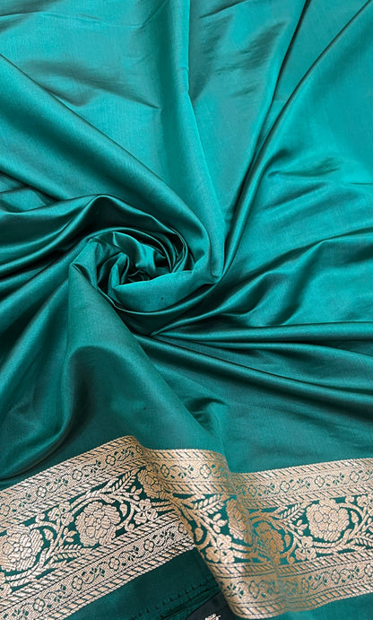 Blended Katan Silk Saree In Rama Green Shades