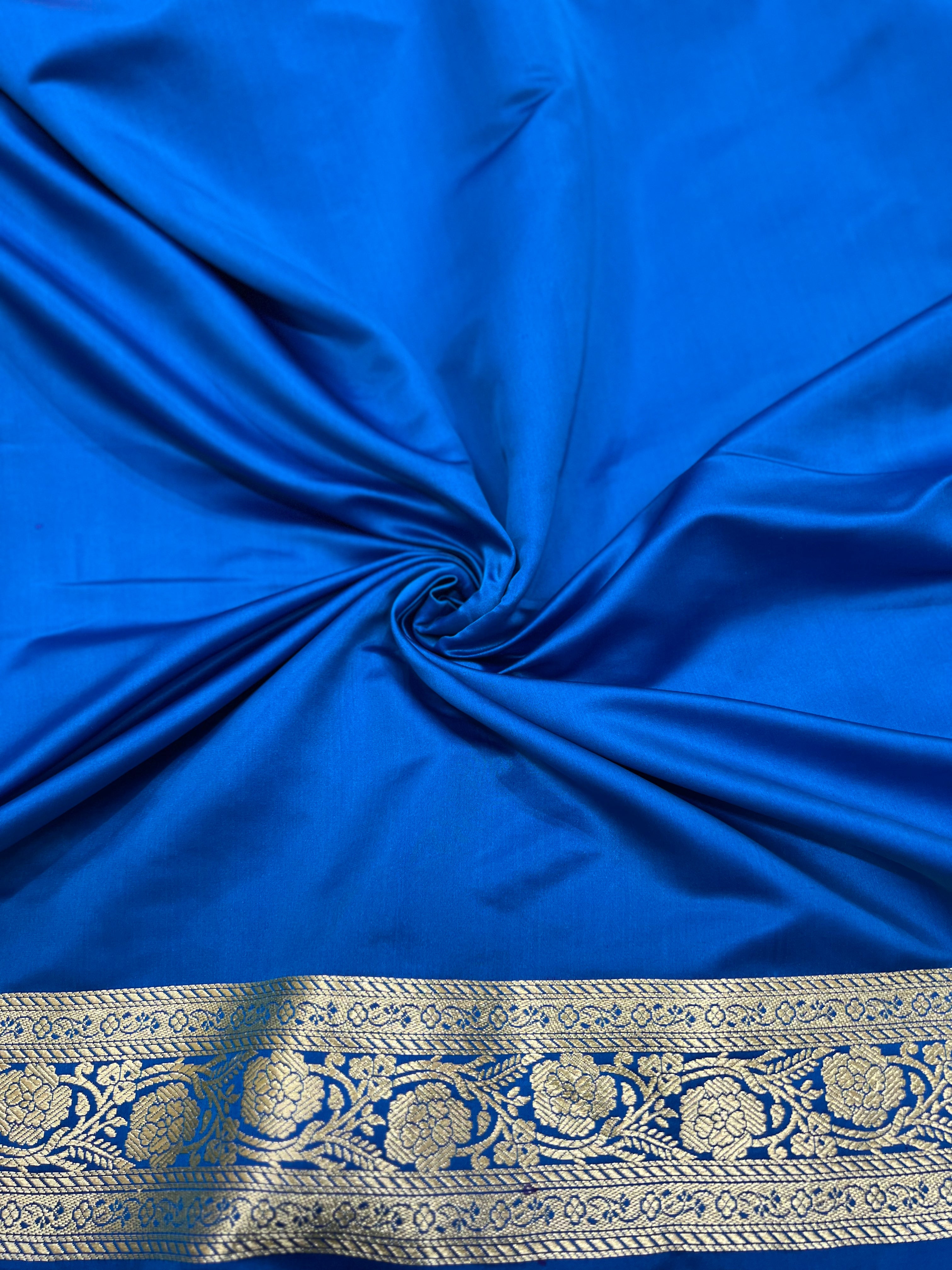 Blended Katan Silk Saree In Firozy Shades