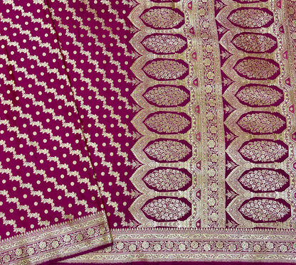 Blended Katan Silk Saree In Rani Shades