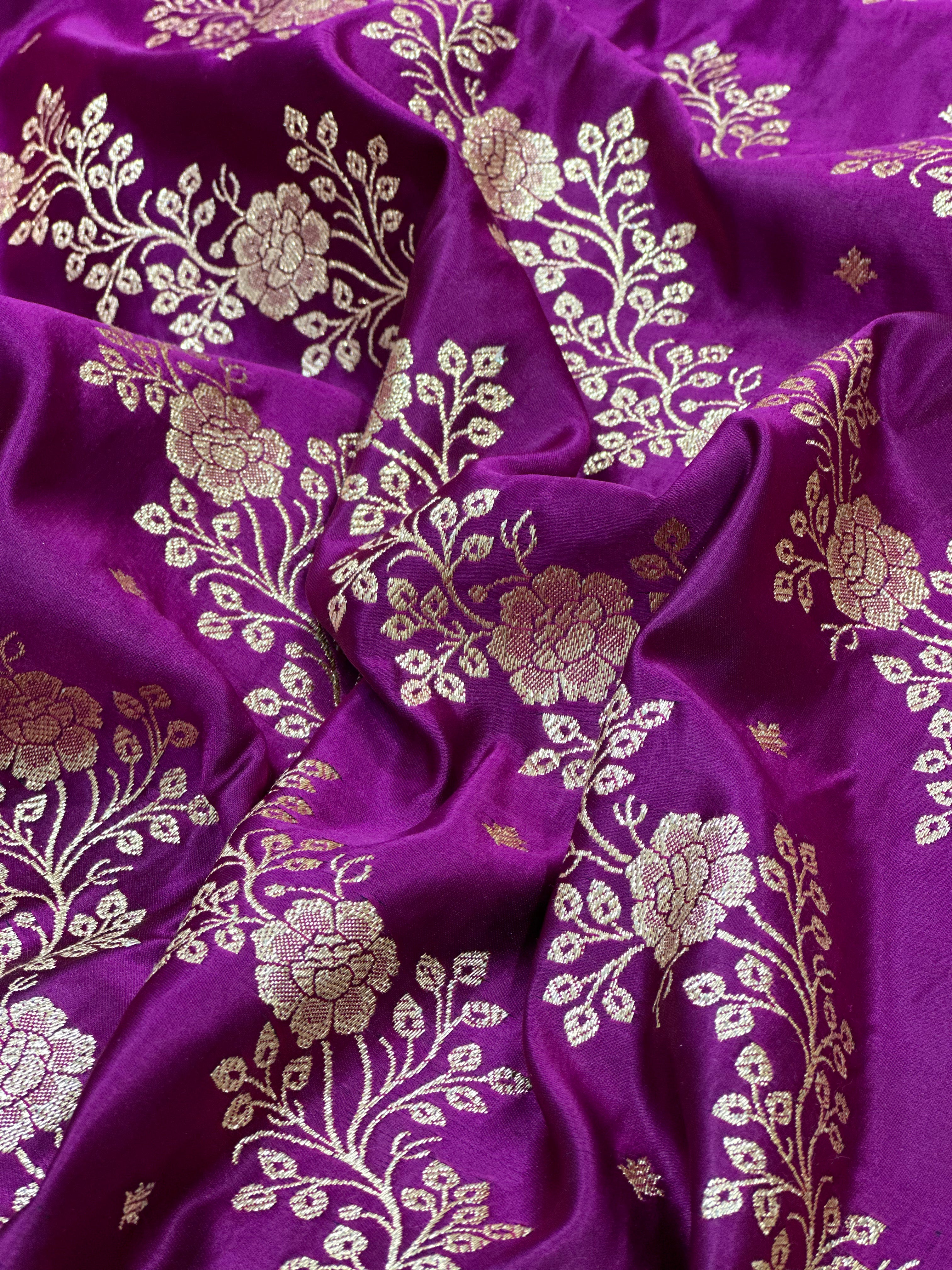 Cross Katan Silk Saree In Wine Shades