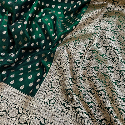 Satin Silk Booti in Bottle Green Shades SS01