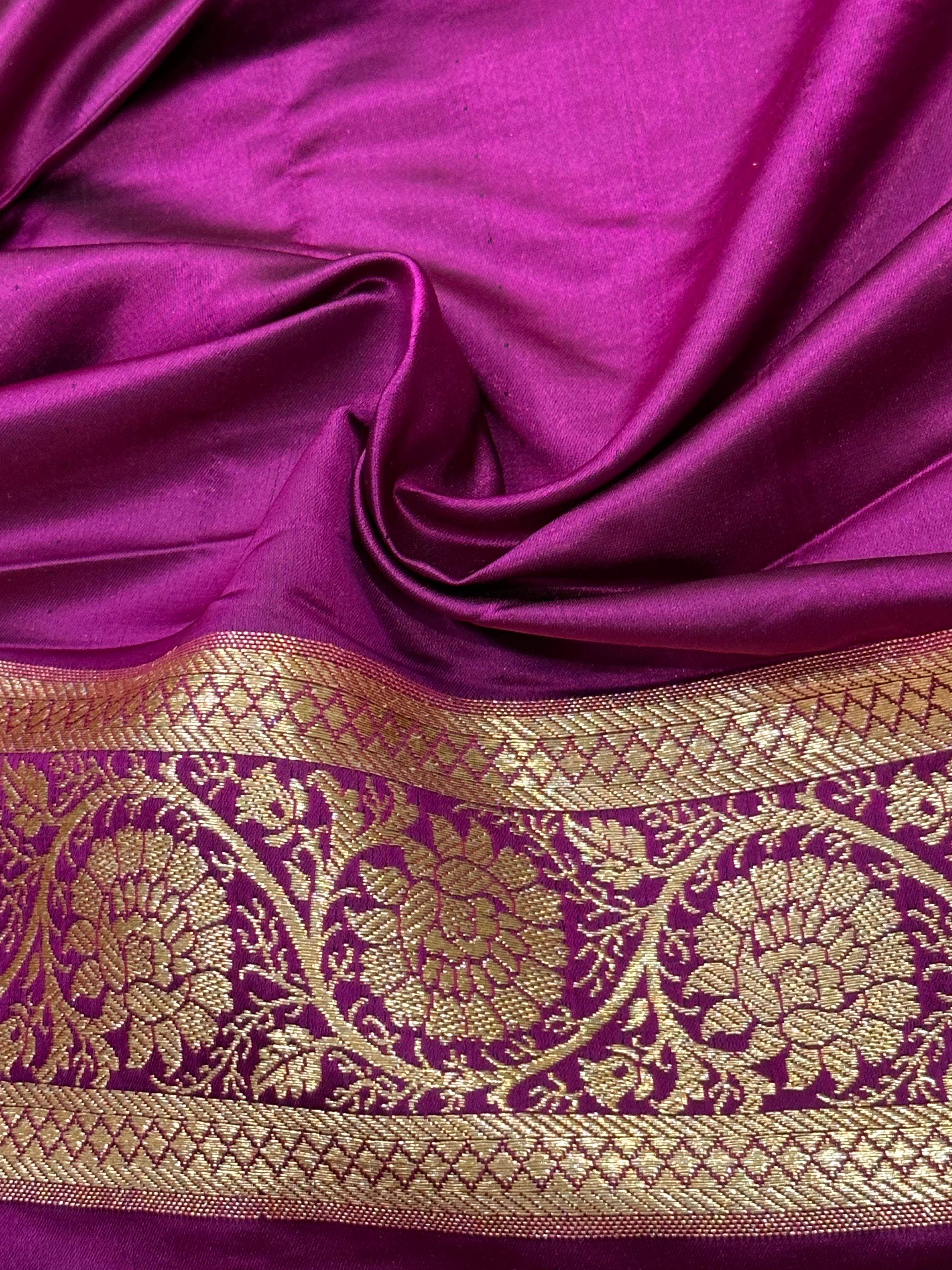 Cross Katan Silk Saree In Wine Shades