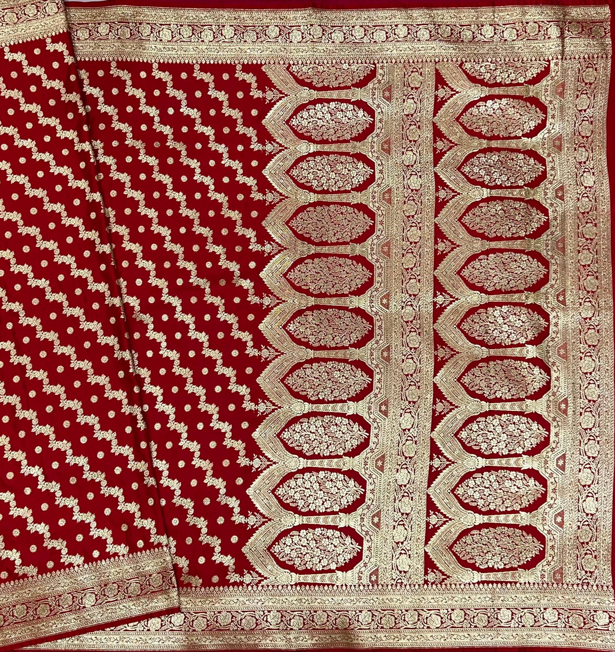 Blended Katan Silk Saree In Red Shades